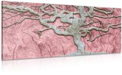 Dovido Tablou copacul abstract pe lemn cu contrast roz - 100x50