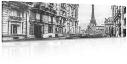 Dovido Tablou priveliște a Parisului dintr-o străduță simplă alb-negru - 150x50