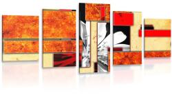 Dovido Tablou 5-piese abstracție florală portocalie - 150x75