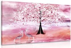 Dovido Tablou stârci sub copacul magic în design roz - 60x40