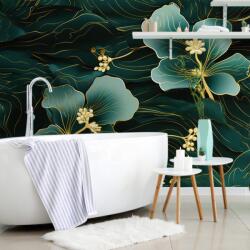 Dovido Tapet flori de lux în verde-auriu - 343x231