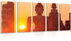 Dovido Tablou 5-piese statuie Buddha în mijlocul pietrelor - 100x50