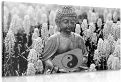 Dovido Tablou yin și yang Budha în design alb-negru - 30x20