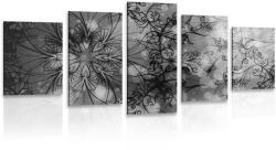 Dovido Tablou 5-piese Mandale florală în design alb-negru - 150x75