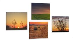 Dovido Set tablouri apus de soare romantic pe luncă - 4x 60x60