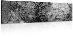 Dovido Tablou Mandala florală în design alb-negru - 120x40