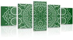 Dovido Tablou 5-piese Mandala etnică fină în design verde - 200x100