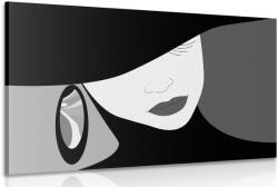 Dovido Tablou doamnă nobilă în pălărie în design alb-negru - 90x60