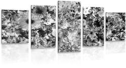 Dovido Tablou 5-piese flori în design alb-negru - 200x100