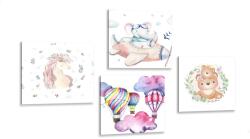 Dovido Set tablouri pentru copii în culori delicate - 4x 40x40