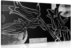 Dovido Tablou flori etno în design alb-negru - 120x80