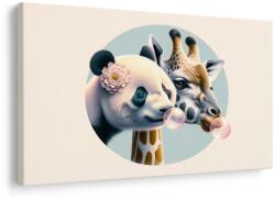 Dovido Tablou panda și girafă cu balon de gumă - 90x60