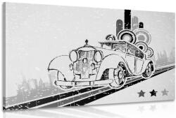 Dovido Tablou mașină cu fundalul vintage în alb-negru - 120x80