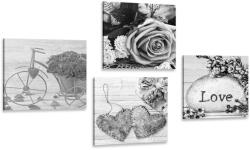 Dovido Set tablouri natura moartă în alb-negru cu inscripție Love - 4x 40x40