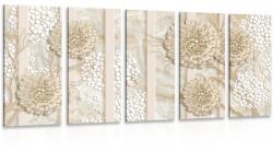 Dovido Tablou 5-piese flori abstracte pe un fundal din marmură - 100x50