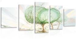 Dovido Tablou 5-piese copaci pe un câmp pastelat - 200x100