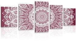 Dovido Tablou 5-piese Mandala armonie pe un fundal roz - 100x50