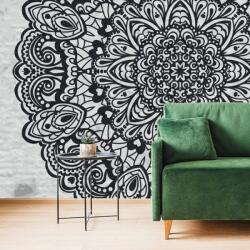 Dovido Tapet Mandala florală în alb-negru - 147x99