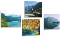 Dovido Set tablouri imitația picturii cu lacul montan - 4x 40x40