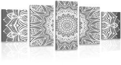 Dovido Tablou 5-piese Mandala armonie în design alb-negru - 150x75
