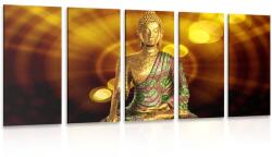 Dovido Tablou 5-piese statuie Buddha cu fundal abstract - 150x75