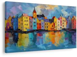 Dovido Tablou case colorate lângă râu - 60x40 - dovido - 128,60 RON