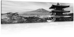 Dovido Tablou monument Pagoda Chureito în design alb-negru - 150x50