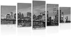 Dovido Tablou 5-piese pod fermecător din Brooklyn în design alb-negru - 200x100