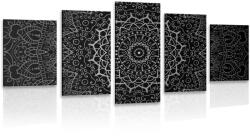Dovido Tablou 5-piese Mandala vintage în stil indian în design alb-negru - 100x50