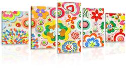 Dovido Tablou 5-piese abstract de flori - 150x75
