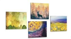 Dovido Set tablouri povestea cerbului în imitația picturii în ulei - 4x 40x40