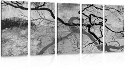 Dovido Tablou 5-piese copaci suprarealistici în design alb-negru - 100x50