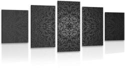 Dovido Tablou 5-piese Mandala ornamentală în design alb-negru - 150x75