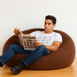 EMI Fotoliu puf relax din piele întoarsă maro închis EMI