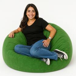 EMI Fotoliu puf relax din piele întoarsă verde EMI