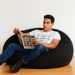 EMI Fotoliu puf relax din piele întoarsă negru EMI