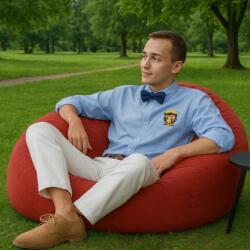 EMI Fotoliu puf relax din piele întoarsă roșu EMI