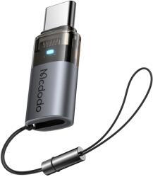 Mcdodo OTG Adapter (OT-7610) Mcdodo - Lightning to Type-C, Alumínium Ötvözet, Töltés és Adatszinkronizálás, 60W, Kék Fény, Nyakpánt - Fekete