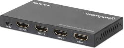 Manhattan Switch MANHATTAN HDMI cu telecomanda, 3 porturi, 3 intrari - 1 iesire, 4k@60Hz, HDR, 18 Gbps, HDCP 2.2, Manhattan, 208222 (208222)