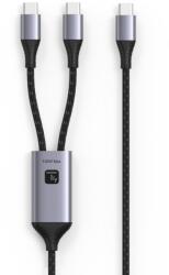 TECHLY ICOC MU2C-2C100W Кабел за зареждане USB-C към 2x USB-C 100W 1.5m PD QC PPS (ICOC MU2C-2C100W)