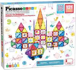 PicassoTiles Mагнитен конструктор Picasso Tiles STEM - С 2 фигури, 121 части (PT121) - ozone