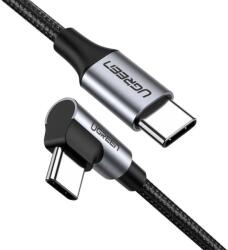 UGREEN US255 USB-C - USB-C hajlított könyök kábel 3A, 60W, 2m fekete