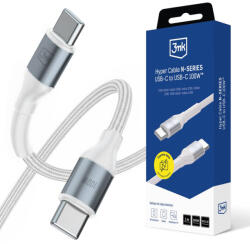 3mk Protection Cablu de date 3MK Hyper N-SERIES, 2x USB-C, 100W, 5A, 1m, Alb (5903108680387)