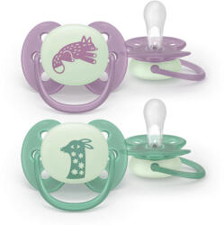 Philips Suzete Philips Avent Ultra Soft - Night, 6-18 luni, pentru fetiță (SCF094/04)