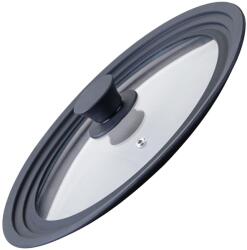 FACKELMANN Capac Universala din Sticla Fackelmann 242628 cm, Cu Margina de Silicon Negru (688656)