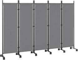 Outsunny Separator de cameră 5 piese 252 x 40 cm Paravan independent cu 12 roți Pliabil Separator DIY Gri închis | Aosom Romania (84J-176V00CG)