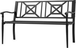 Outsunny Bancă de Exterior din Oțel pentru 2 Persoane, Spătar Înalt, Cotiere Confortabile, 128x62.5x81.5 cm, Negru | Aosom Romania (84B-749V01)