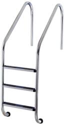  Medence létra, AISI304, nagy ívű, 3 fokos, ezüst, rozsdamentes acél, csúszásmentes, ergonomikus (AS-111003) (AS-111003) - medenceorias