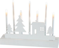 MagicHome karácsonyi dekoráció, gyertyatartó, 8 db melegfehér LED, MDF, 2 db AA elemmel működő, 24 x 5, 5 x 18 cm, beltéri (TC8091778) (TC8091778)
