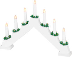 MagicHome karácsonyi dekoráció, gyertyatartó, 7 db melegfehér LED, 2 db AA elemmel működő, 39 x 4, 5 x 29 cm, fehér, beltéri (TC8091211A) (TC8091211A)